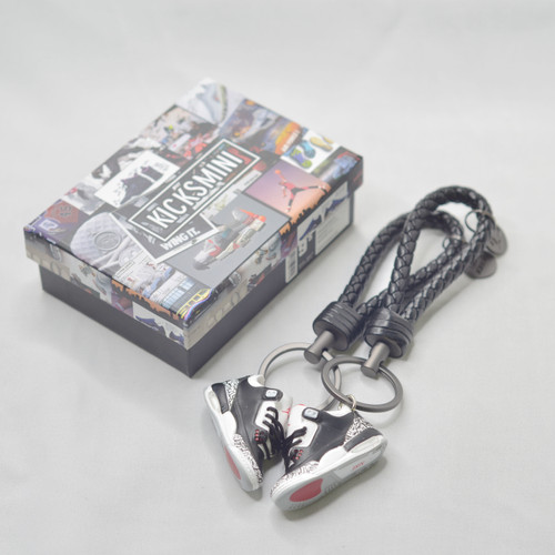 Air Jordan 3  "Black Cement"  3D Sneaker Keychain