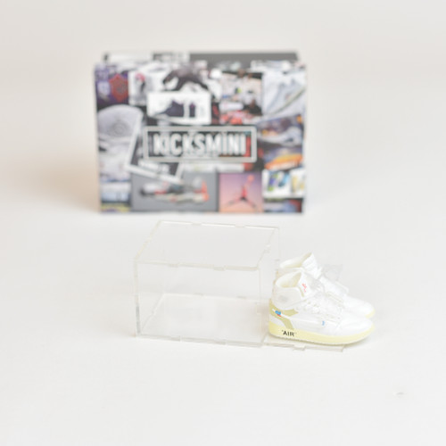 AJ1 Off-White Euro| 3D Mini Sneakers with Display Case  | Perfect for  17cm Labubu and 6:1 Enterbay Figure