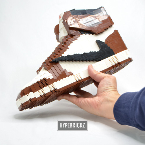 Extra Large AJ1 Travis Scott LEGO/Bricks/Block 3D Sneakers with Shoelaces