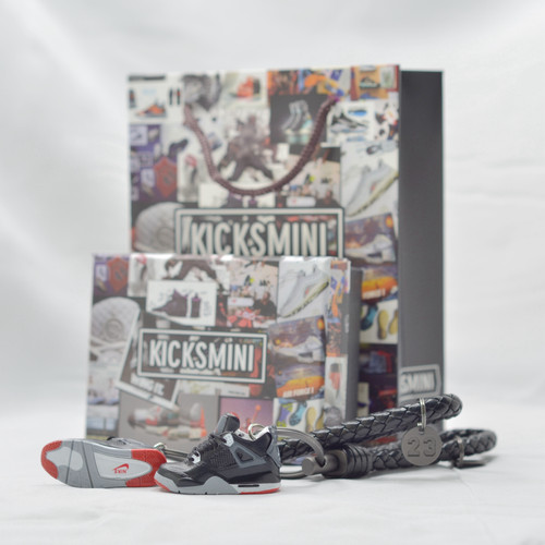 Air Jordan 4  "Black Cement"  3D Sneaker Keychain
