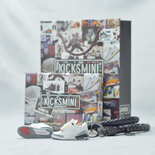 Air Jordan 3  "White Cement"  3D Sneaker Keychain